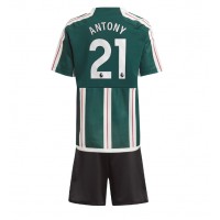 Camiseta Manchester United Antony #21 Segunda Equipación Replica 2023-24 para niños mangas cortas (+ Pantalones cortos)